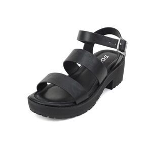 SODA Account Girls Black Platform Sandals Size 3 Y2K Chunky Heel Open Toe Shoes
